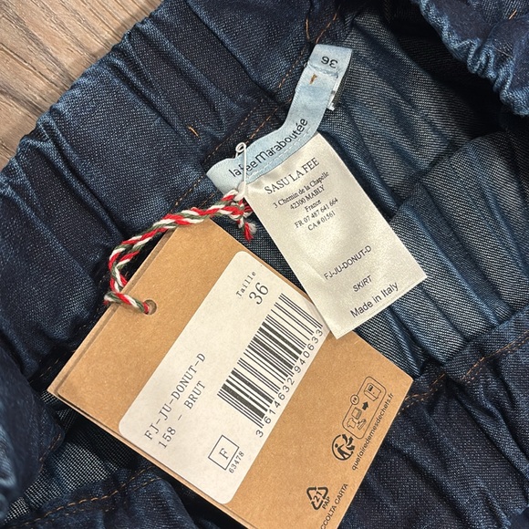 la fée maraboutée Long pleated skirt in raw denim - Picture 3 of 6